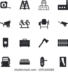 construction vector icon set such as: pollution, station, knob, doorhandle, tower, app, screws, infographic, tile, property, meter, summer, petrol, indicator, portable, water, icons, machine