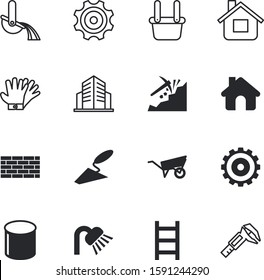construction vector icon set such as: measurement, square, carriage, care, app, heating, character, load, fabric, valve, cart, finger, farm, winter, plant, cottage, long, millimeter, pipe, caliper