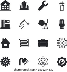 construction vector icon set such as: heating, icons, terminal, button, light, automotive, web, cement-mixer, aircraft, built, craftsman, bright, bath, temperature, repairman, lamps, bulb, window