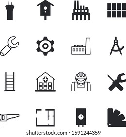 construction vector icon set such as: apartment, electric, airport, transport, cog, preferences, nesting, scale, terminal, drawing, improvement, petrochemical, spectrum, clinic, handle, serrated