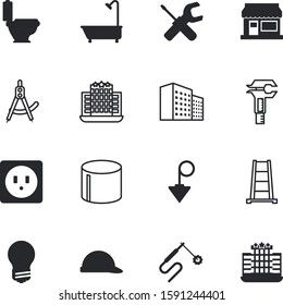 construction vector icon set such as: labor, trammel, shape, danger, pencil, helmet, service, lightbulb, plumb, fractured, drop, contractor, bright, four, drainage, care, cartoon, spanner, hanging