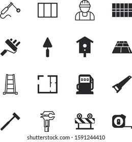 construction vector icon set such as: your, length, putty, hardware, domestic, roadblock, cabinet, line, application, box, homemade, signal, repairman, master, millimeter, tools, wildlife, car, pump