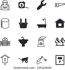 construction vector icon set such as: hand, screwdriver, panel, collection, distance, sand, breaker, summer, springtime, pipeline, inch, device, roadblock, fix, clipping, tap, barrier, forbidden