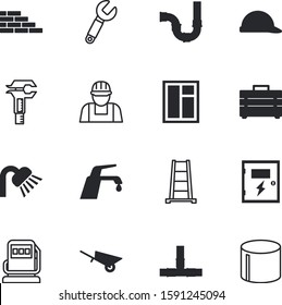 construction vector icon set such as: hot, shield, hard, factory, logo, support, professional, light, indoor, ladder, brick, screwdriver, accuracy, load, stairway, hardware, mechanic, plug, voltage