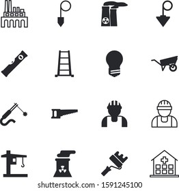 construction vector icon set such as: architect, maintenance, room, aluminum, stainless, wheel, staircase, sharp, decoration, ladder, environmental, torch, painter, avatar, serrated, web, estate