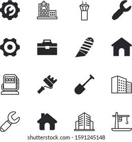 construction vector icon set such as: private, scene, universal, mobile, duplex, knife, healthcare, aid, technical, oil, petrol, container, template, vacation, sky, case, transport, paintbrush, gas