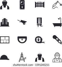 construction vector icon set such as: decoration, distance, pattern, drop, visor, toilet, your, high, hotel, cart, line, energy, lavatory, gas, tank, housing, measure, entrance, shape, floor, ground