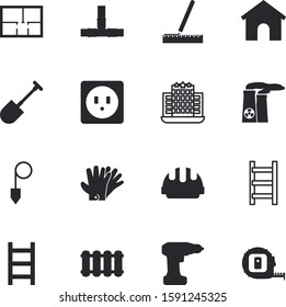construction vector icon set such as: ground, connect, roulette, gutter, detailed, square, outline, plummet, appliance, your, inch, drilling, people, pressure, cartoon, kitchen, valve, overhead