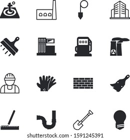 construction vector icon set such as: underfloor, regular, putty, cold, agricultural, flooring, landscape, lamp, private, illustrations, temperature, hanging, decoration, room, rope, brush, ink