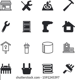 construction vector icon set such as: brush, smoke, oil, household, urgent, nest, landscape, decorating, vacancy, maintenance, machine, petrochemical, medical, development, hospital, setup, art