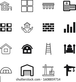 construction vector icon set such as: data, success, plant, religion, company, machinery, creative, shopping, upward, cross, drawing, connection, healthcare, spirituality, ambulatory, outline, old