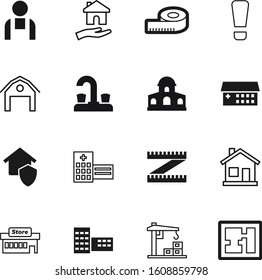 construction vector icon set such as: plumbing, farm, bathtub, hat, paper, drink, exclamation, workman, residence, style, station, igloo, security, center, door, apartment, safe, university, build