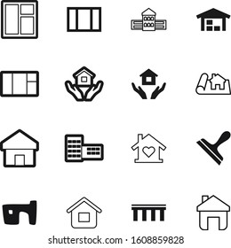 construction vector icon set such as: network, rent, suburb, light, creative, barn, door, logo, heart, document, shopping, sweet, sketch, small, connection, plastic, filling, wheel, warehouse, market