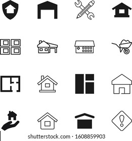 construction vector icon set such as: device, process, load, label, spanner, tablet, logistic, barn, carry, exclamation, shield, security, road, studio, sand, health, editable, traffic, triangle