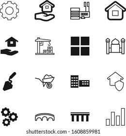 construction vector icon set such as: sand, success, profit, idea, infographic, spatula, statistic, clip, upward, communication, transport, logo, protection, golden, lift, prayer, hardware, religion