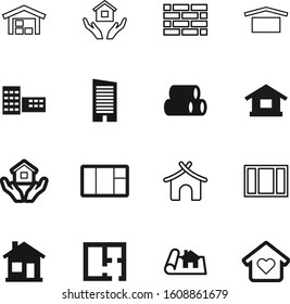 construction vector icon set such as: love, hangar, rent, front, heart, village, page, education, station, bungalow, high, bank, brick, stone, door, tube, sketch, gas, red, pipeline, beach, plastic