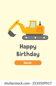 Construction Vehicle Birthday Card Design