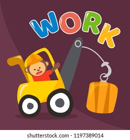Construction vehicle cartoon illustration