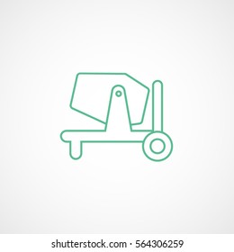 Construction Vehicle Concrete Mixer Green Line Icon On White Background