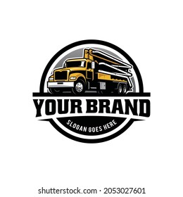 construction vehicle - concrete pump truck isolated logo vector