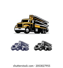 construction vehicle - concrete pump truck isolated vector