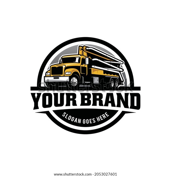 construction vehicle - concrete pump truck\
isolated logo\
vector