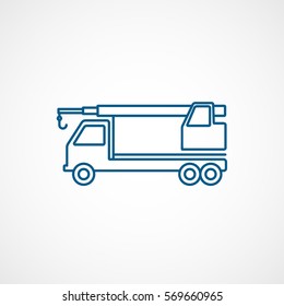 Construction Vehicle Crane Blue Line Icon On White Background