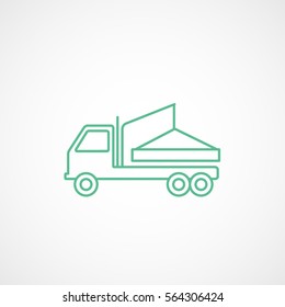 Construction Vehicle Crane Green Line Icon On White Background