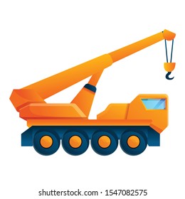 Construction vehicle crane icon. Cartoon of construction vehicle crane vector icon for web design isolated on white background