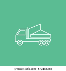 Construction Vehicle Crane Line Icon On Green Background