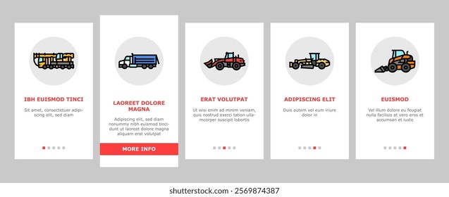 construction vehicle heavy work onboarding mobile vector bulldozer excavator, equipment machine, machinery backhoe, tractor industry construction vehicle heavy work illustrations