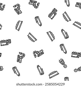 construction vehicle heavy work vector seamless pattern thin line illustration