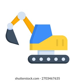 Construction Vehicle Icon Flat Style Vector Illustration
