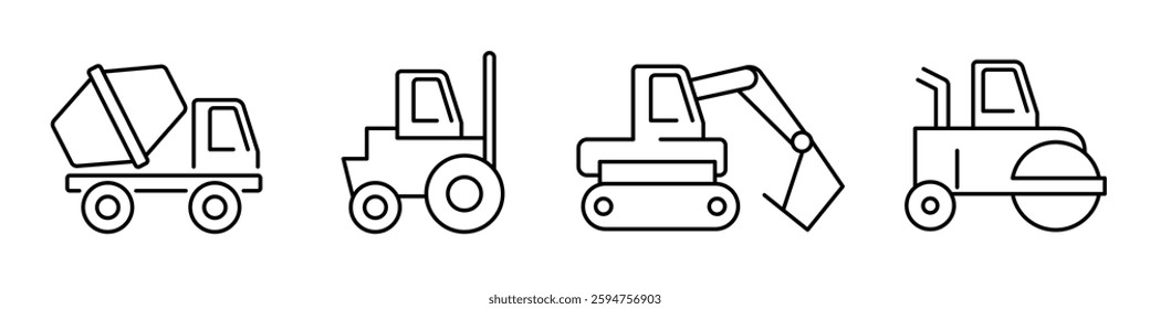 construction vehicle icon. construction vehicle icon set
