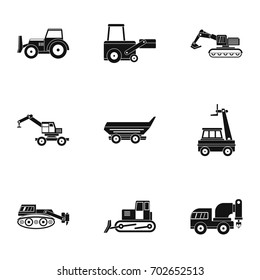 Construction vehicle icon set. Simple set of 9 construction vehicle vector icons for web isolated on white background