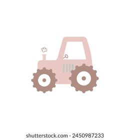 Construction vehicle for kids design. Vector illustration on a white background. For card, posters, stickers, banners, printing on the pack, printing on clothes, fabric, wallpaper.