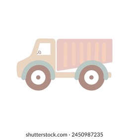 Construction vehicle for kids design. Vector illustration on a white background. For card, posters, stickers, banners, printing on the pack, printing on clothes, fabric, wallpaper.