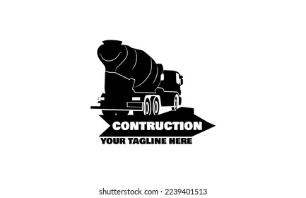 Construction Vehicle logo designs vector, Concrete Mixer Truck Logo