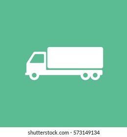 Construction Vehicle Truck Flat Icon On Green Background