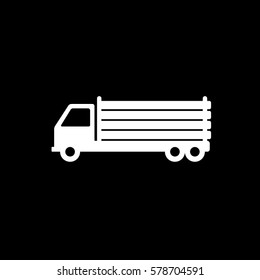 Construction Vehicle Truck Flat Icon On Black Background