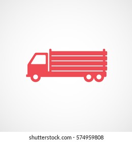Construction Vehicle Truck Red Flat Icon On White Background