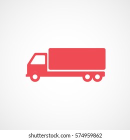 Construction Vehicle Truck Red Flat Icon On White Background