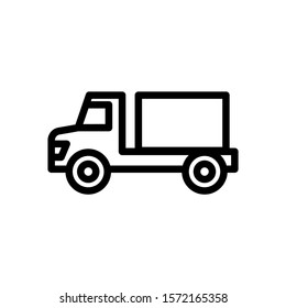 Construction Vehicle Truck vector icon in line art style on white background, sign for mobile concept and web design, Shipping truck simple glyph icon, Transportation symbol, logo illustration