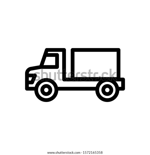 Construction Vehicle Truck vector icon in\
line art style on white background, sign for mobile concept and web\
design, Shipping truck simple glyph icon, Transportation symbol,\
logo illustration
