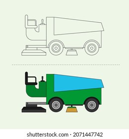 Construction Vehicle Vector Design Illustration. Education Coloring book pages for kids.
