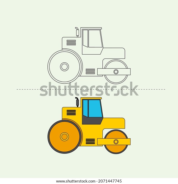 Construction Vehicle Vector Design\
Illustration. Education Coloring book pages for\
kids.