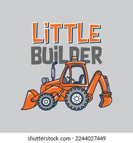 vector de vehículo de construcción. Ilustración con camión de coches amarillos, bulldozer y mezclador de hormigón. Vehículos infantiles para el diseño de habitaciones para niños, ropa, textiles. Vector