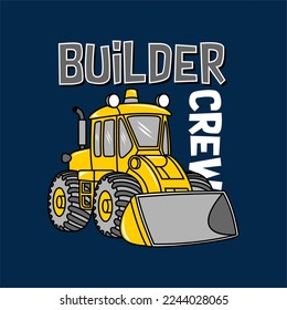 construction vehicle vector. Illustration with yellow cars truck, bulldozer and concrete mixer. Kids cars for design of children's rooms, clothing, textiles. Vector