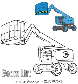 Construction vehicles Black and White Outline.Heavy equipment Forklifts Coloring Page