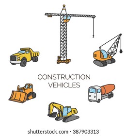 Construction vehicles cartoon vector illustration